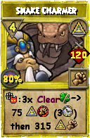 Wizard101 Myth spell card: Snake Charmer, Spell ID 16754