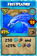 Wizard101 Ice spell card: Frostfeather, Spell ID 16776