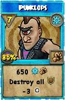 Wizard101 Ice spell card: Punklops, Spell ID 16783