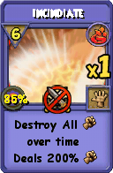 Wizard101 Fire spell card: Incindiate, Spell ID 16788