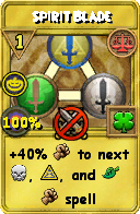 Wizard101 Balance spell card: Spirit Blade, Spell ID 16805