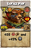 Wizard101 Balance spell card: Savage Paw, Spell ID 16819