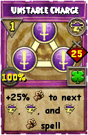 Wizard101 Storm spell card: Unstable Charge, Spell ID 16828