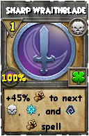Wizard101 Death spell card: Sharp Wraithblade, Spell ID 16839