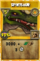 Wizard101 Sun spell card: Spinysaur, Spell ID 16861