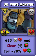 Wizard101 Death spell card: Dr. Von's Monster, Spell ID 16863