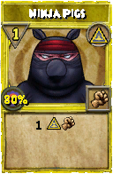 Wizard101 Myth spell card: Ninja Pigs, Spell ID 16872
