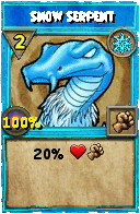 Wizard101 Ice spell card: Snow Serpent, Spell ID 16873