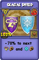 Wizard101 Fire spell card: Glacial Shield, Spell ID 16875