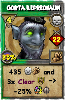 Wizard101 Death spell card: Gorta Leprechaun, Spell ID 16883