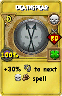 Wizard101 Death spell card: Deathspear, Spell ID 16899