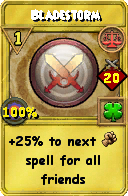 Wizard101 Balance spell card: Bladestorm, Spell ID 16909