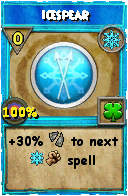 Wizard101 Ice spell card: Icespear, Spell ID 16910