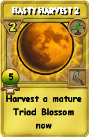 Wizard101 Gardening spell card: Hasty Harvest 2, Spell ID 16916
