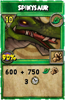 Wizard101 Life spell card: Spinysaur, Spell ID 16921