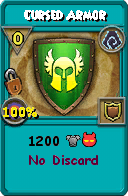 Wizard101 Shadow spell card: Cursed Armor, Spell ID 16946