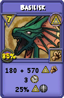 Wizard101 Myth spell card: Basilisk, Spell ID 16990
