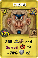 Wizard101 Myth spell card: Cyclops, Spell ID 16993
