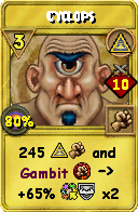 Wizard101 Myth spell card: Cyclops, Spell ID 16994