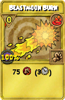 Wizard101 Fire spell card: Beastmoon Burn, Spell ID 16001