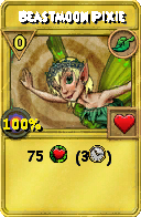 Wizard101 Life spell card: Beastmoon Pixie, Spell ID 16541