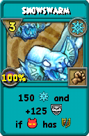 Wizard101 Ice spell card: Snowswarm, Spell ID 16000