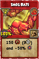Wizard101 Fire spell card: Smog Bats, Spell ID 16595