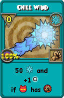 Wizard101 Ice spell card: Chill Wind, Spell ID 16003