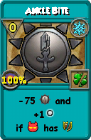 Wizard101 Ice spell card: Ankle Bite, Spell ID 16032