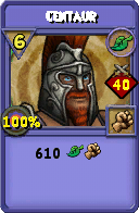 Wizard101 Life spell card: Centaur, Spell ID 16856