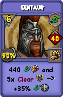 Wizard101 Life spell card: Centaur, Spell ID 16855