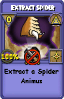 Wizard101 Myth spell card: Extract Spider, Spell ID 16908