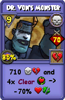 Wizard101 Death spell card: Dr. Von's Monster, Spell ID 16447