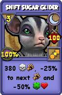 Wizard101 Moon spell card: Shift Sugar Glider, Spell ID 16487