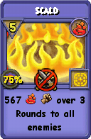 Wizard101 Fire spell card: Scald, Spell ID 16615