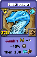Wizard101 Ice spell card: Snow Serpent, Spell ID 16087