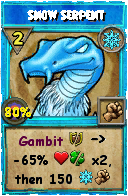 Wizard101 Ice spell card: Snow Serpent, Spell ID 16088