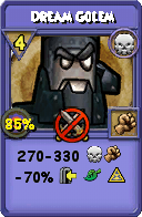 Wizard101 Death spell card: Dream Golem, Spell ID 16662