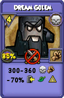 Wizard101 Death spell card: Dream Golem, Spell ID 16616