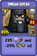 Wizard101 Death spell card: Dream Golem, Spell ID 16617