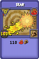 Wizard101 Fire spell card: Sear, Spell ID 17002