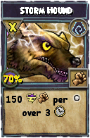Wizard101 Shadow spell card: Storm Hound, Spell ID 17017