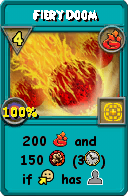 Wizard101 Fire spell card: Fiery Doom, Spell ID 17027
