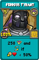 Wizard101 Storm spell card: Ferrous Tyrant, Spell ID 17029