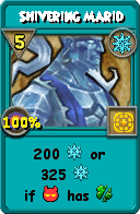 Wizard101 Ice spell card: Shivering Marid, Spell ID 17034