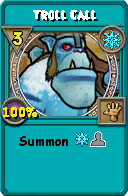 Wizard101 Ice spell card: Troll Call, Spell ID 17045