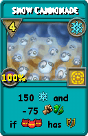 Wizard101 Ice spell card: Snow Cannonade, Spell ID 17052