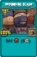 Wizard101 Balance spell card: Wounding Slash, Spell ID 17066