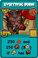Wizard101 Fire spell card: Everything Burns, Spell ID 17067