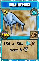 Wizard101 Ice spell card: Brainfreeze, Spell ID 17079